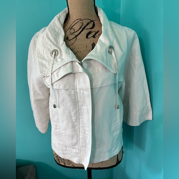 NWT Sandro 3/4 Length Sleeve Zippered Jacket with Tie Collar - Picture 1 of 7